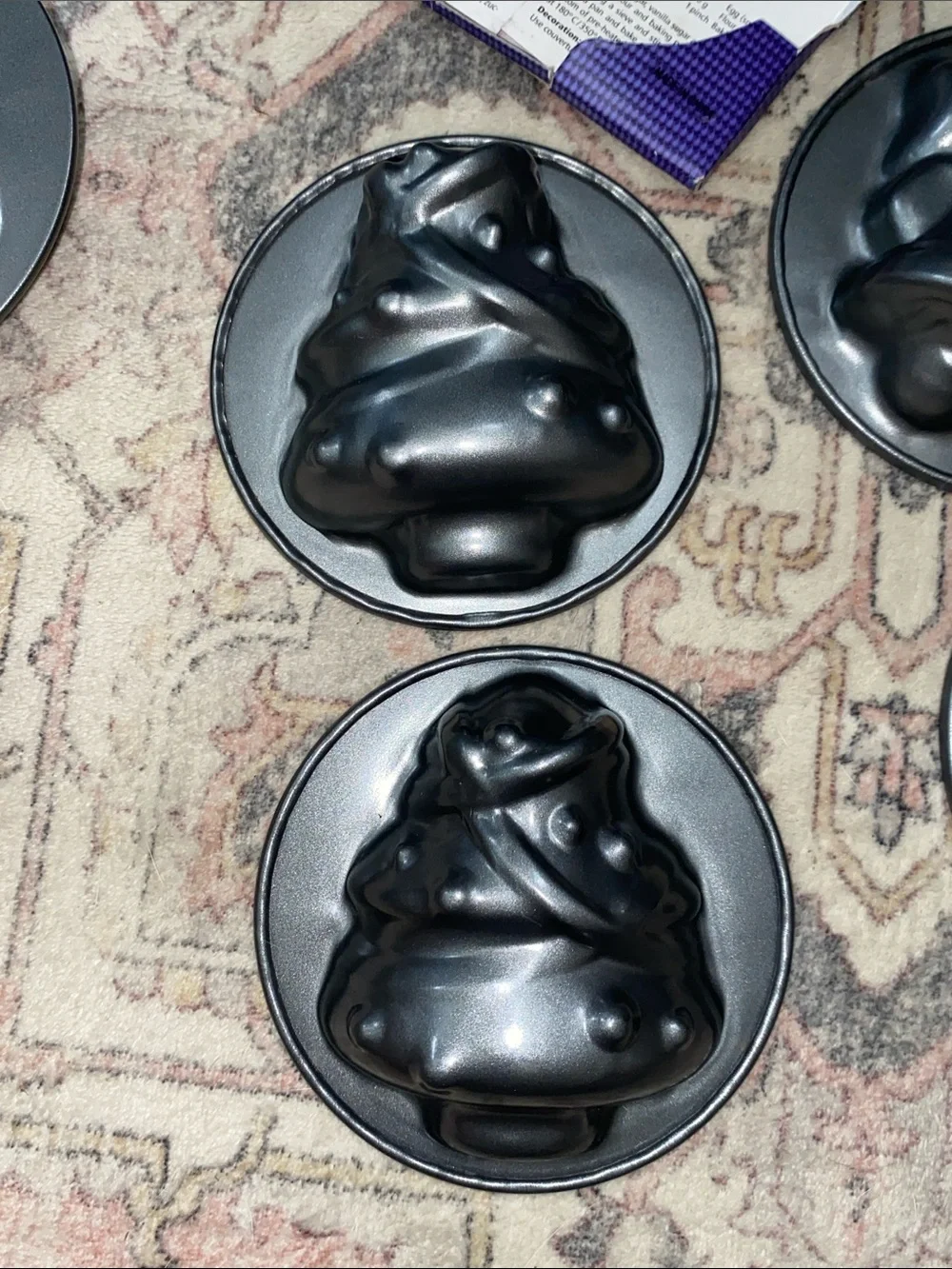 Lot of 6 Vintage Kaiser Christmas Collection Mini Baking Pans Snowman Tree Bells